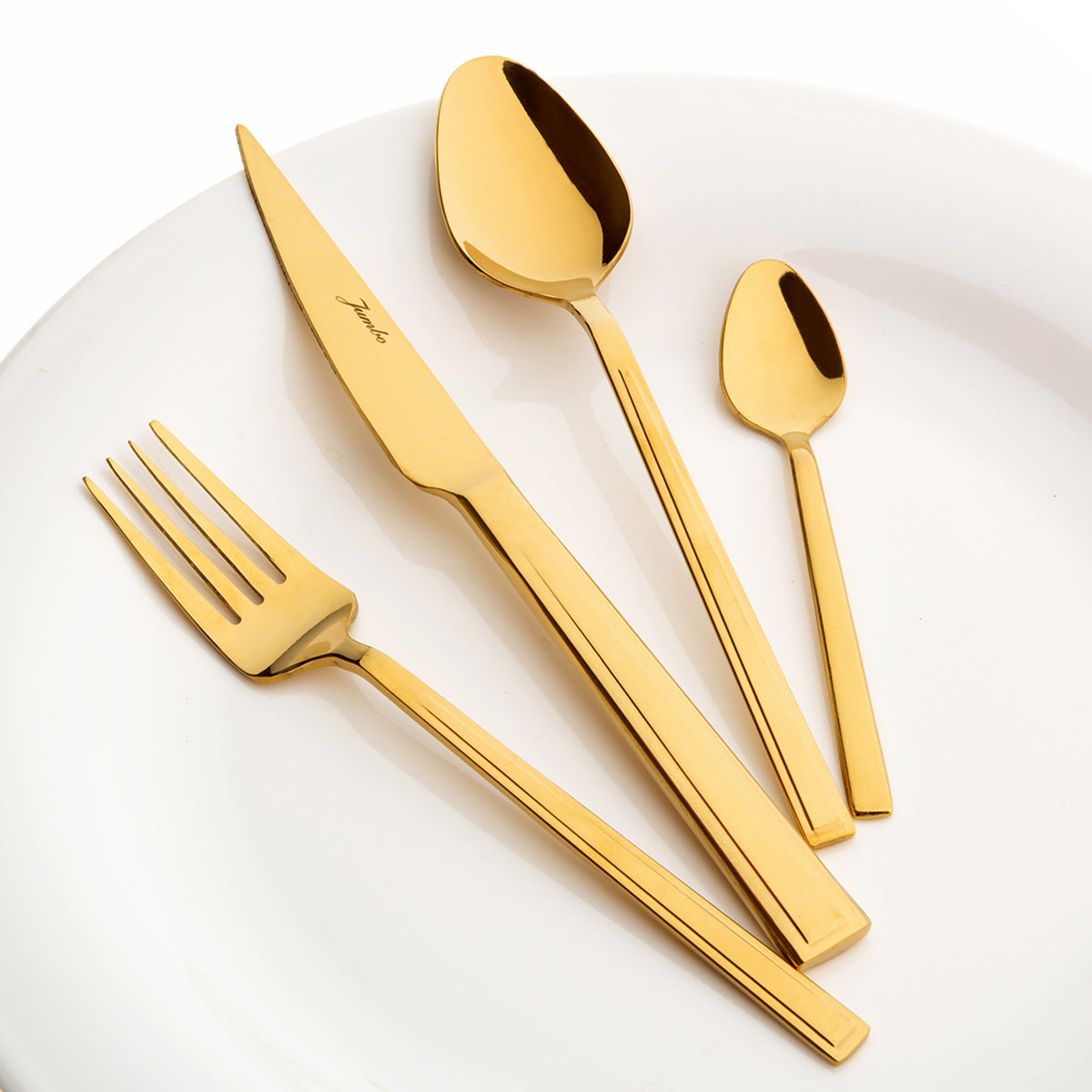 Jumbo Athena Titanyum Gold 6 Kişilik 24 Parça Tatlı Çatal Kaşık Bıçak Takımı