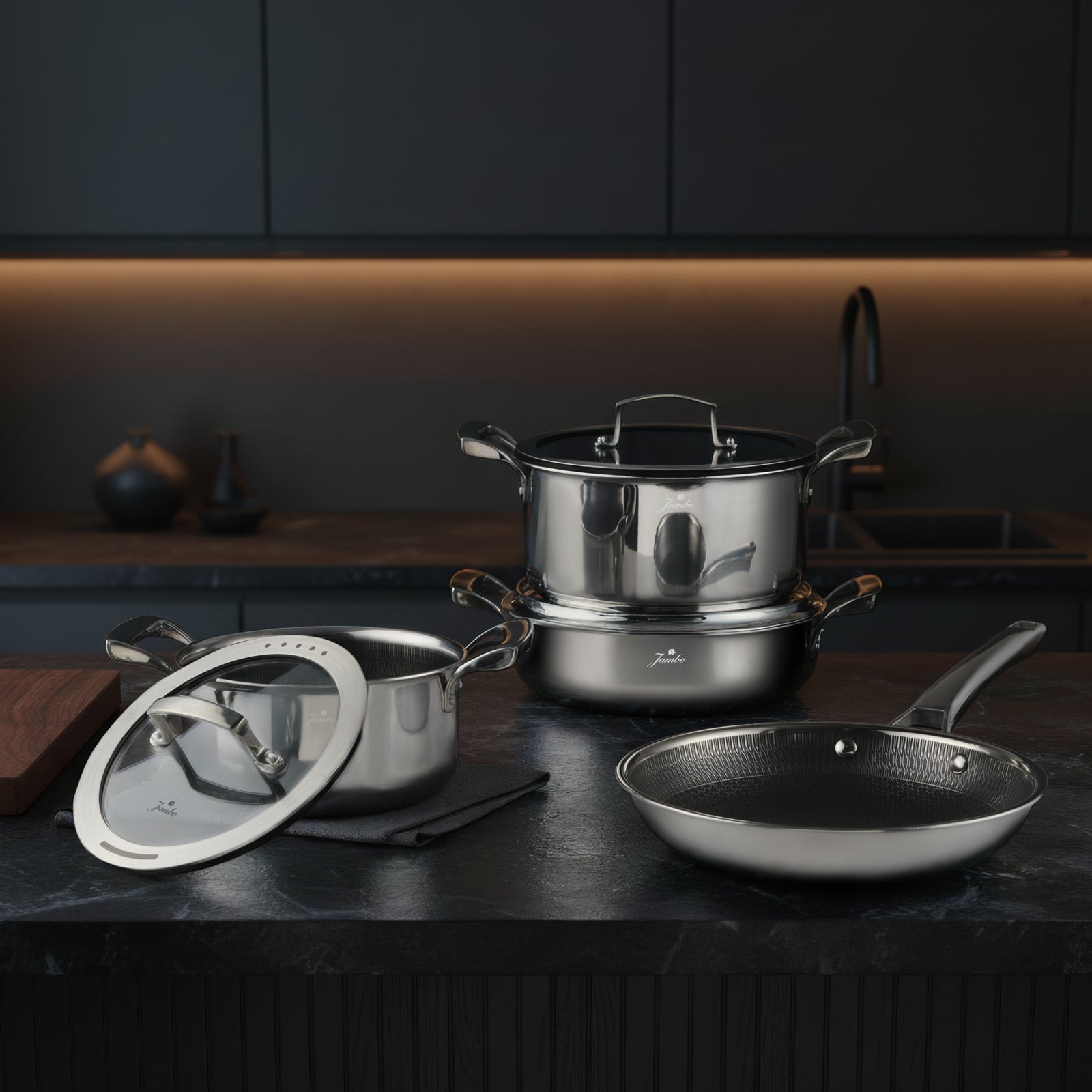 Jumbo Breda 3PLY 7 Parça Çelik Tencere Seti