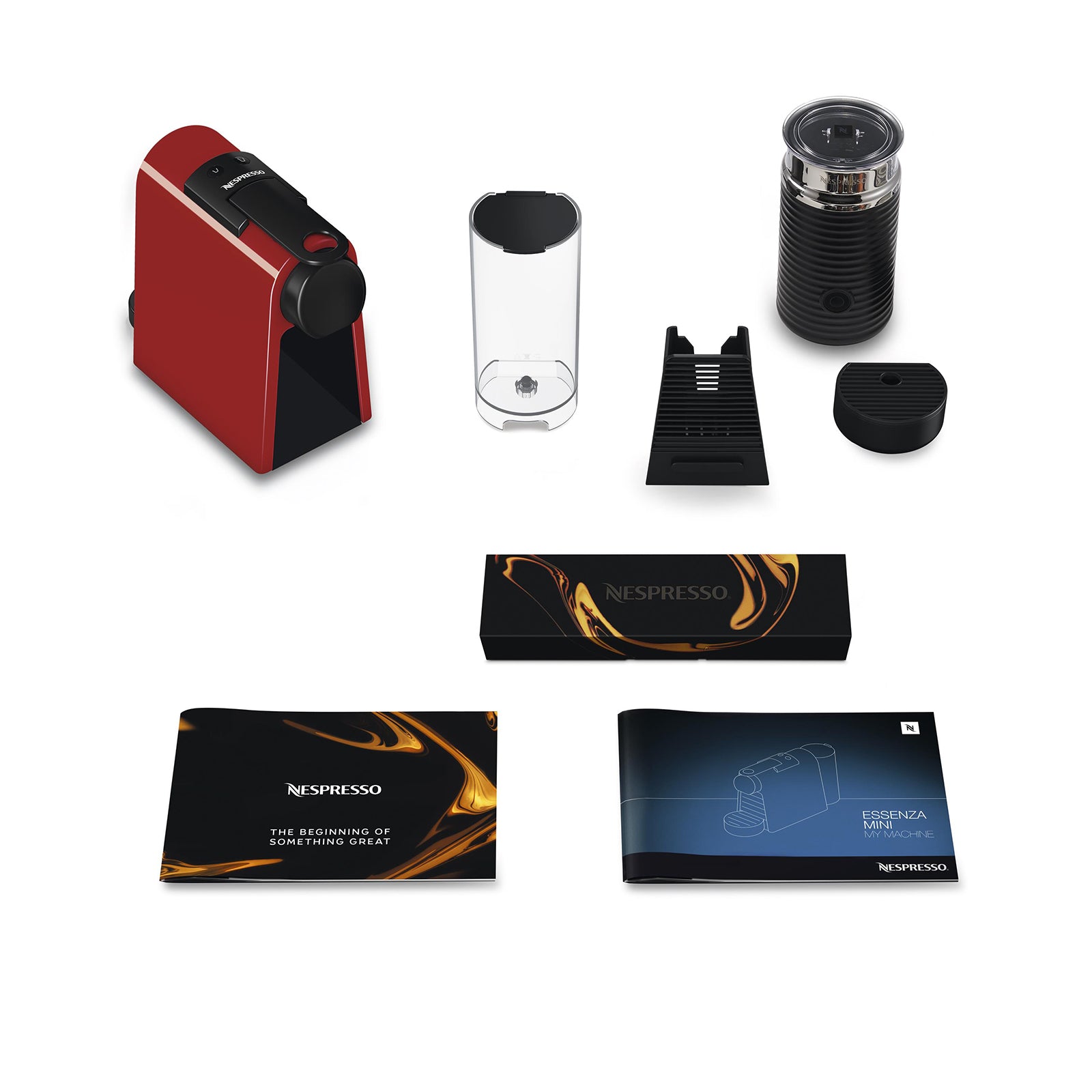 Nespresso D35 Essenza Mini Kırmızı Kahve Makinesi ve Süt Köpürtücü Aksesuar